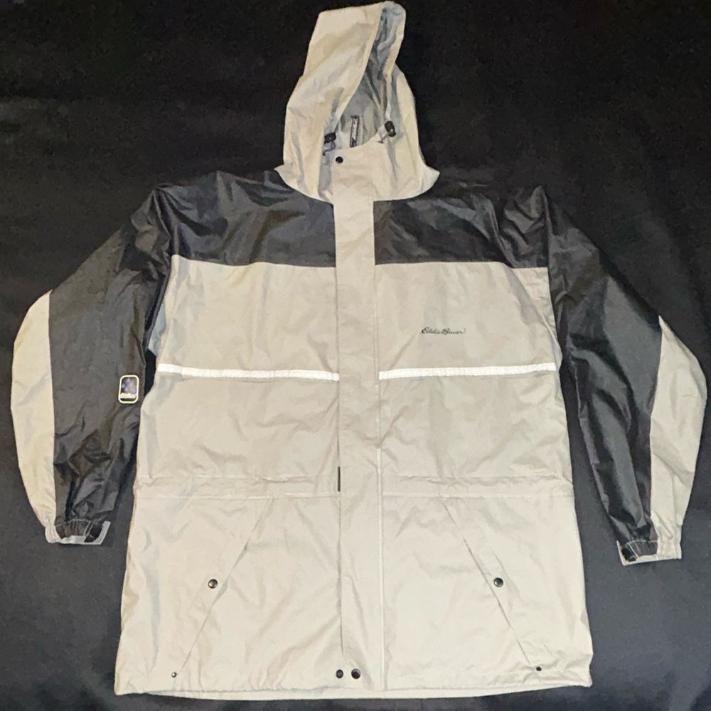 Eddie Bauer Waterproof Rain Wind Mens Hooded Full Zip Parka Coat Jacket M